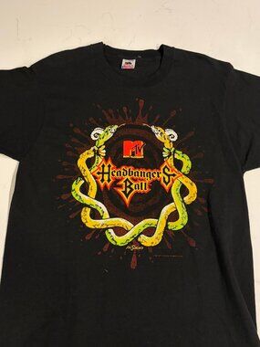 Vintage MTV Headbangers Ball Pushead Shirt 1991 Fruit of The Loom Single Stitch